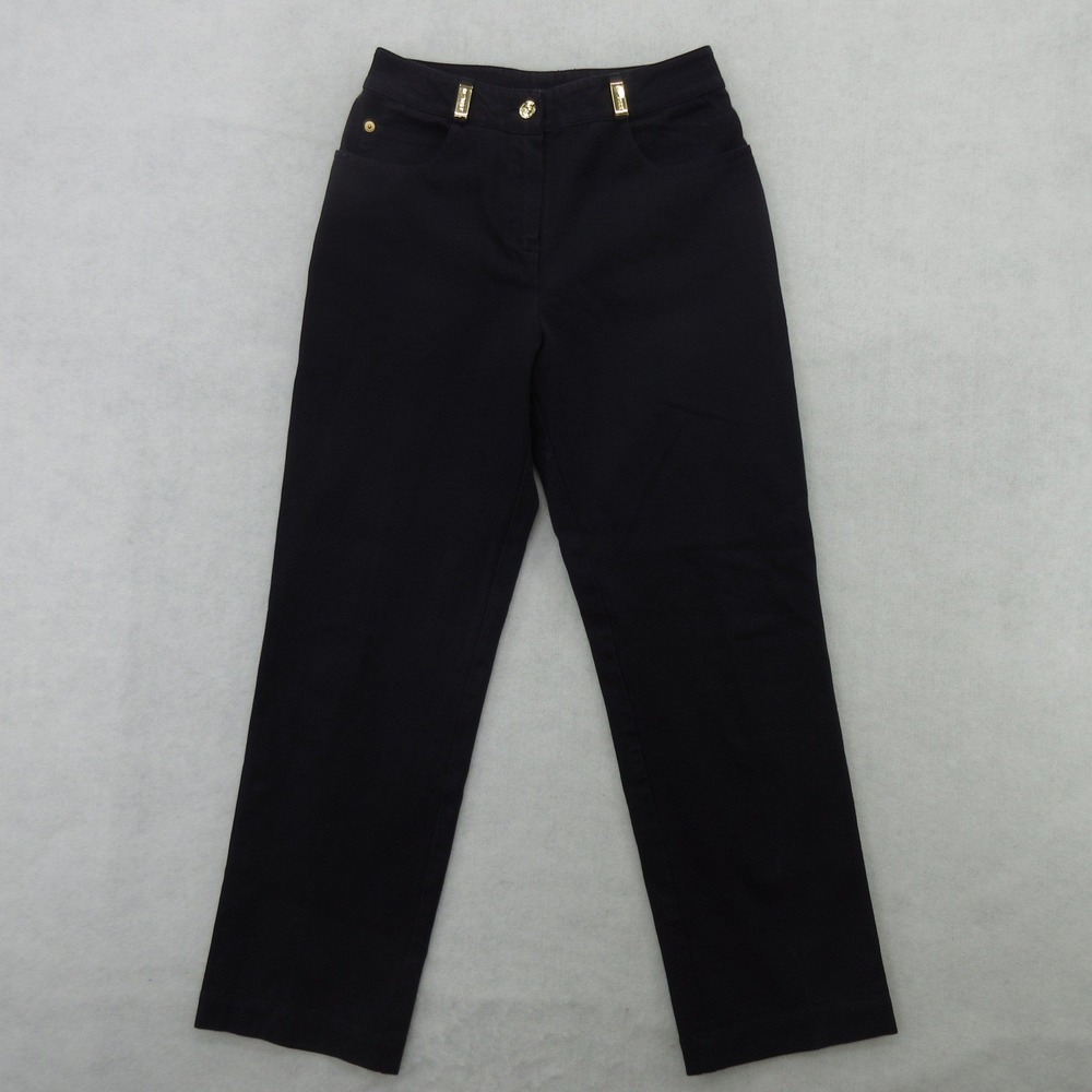 St John Sport Classic Jeans Womens 2 Black High Rise Straight Stretch Denim